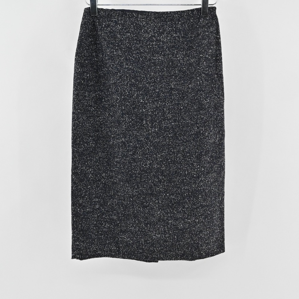 Vtg ANNE KLEIN Womens Wool Skirt Size 2 Dark Gray Pencil Academia Siren Corpcore